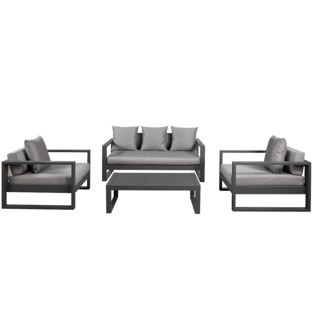 Salon de jardin en aluminium: un canapé 3 places, 2 fauteuils, une table basse - MOLOKAI