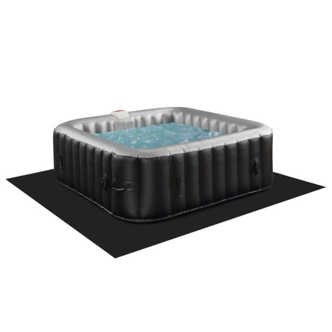 Spa gonflable carré 6 places B-COSY- Jacuzzi - L185 x P185 x H65 cm - 140 buses d'air - 910L - Noir et gris