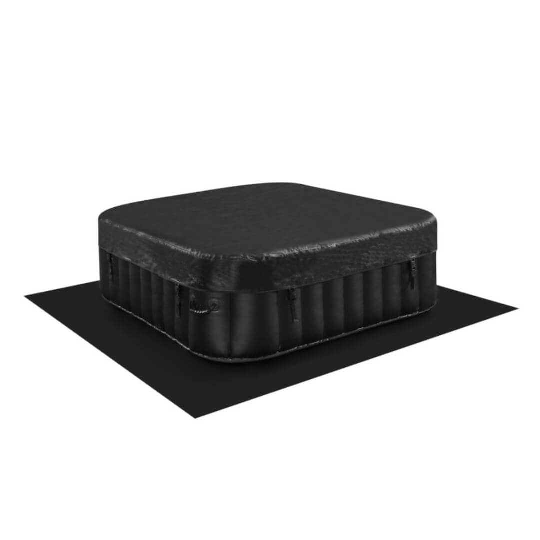 Spa gonflable carré 6 places B-COSY- Jacuzzi - L185 x P185 x H65 cm - 140 buses d'air - 910L - Noir et gris