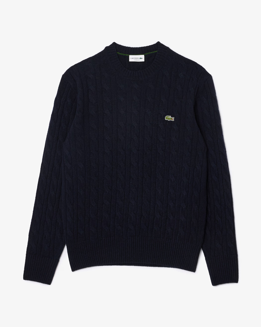 Pull Lacoste - torsadé en laine cardée col rond