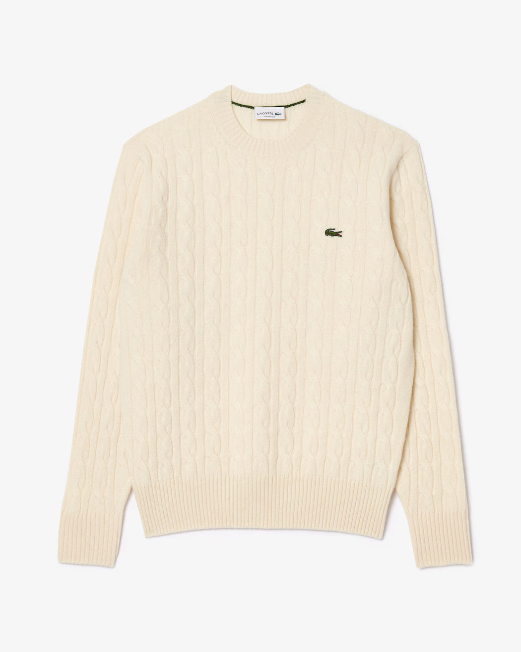 Pull Lacoste - torsadé en laine cardée col rond