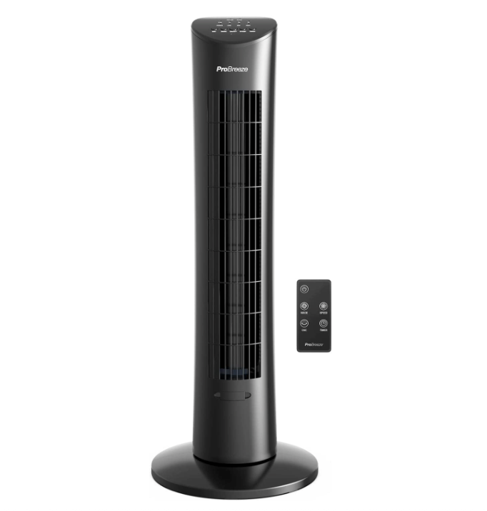 Ventilateur Colonne Oscillante, Tour de 79 cm, Oscillation 70°, 60 Watts, 3 Vitesses - Télécommande et Minuterie, Programmable