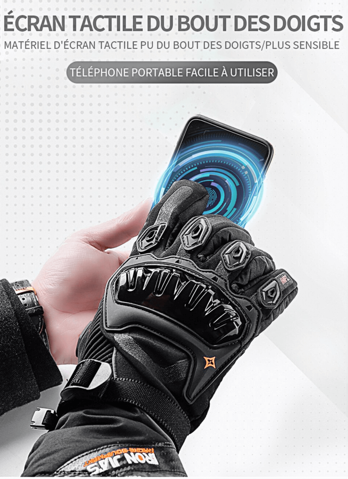 POWER GANTS : Gant moto chauffant homologue CE, tactile, imperméables et coupe-vent