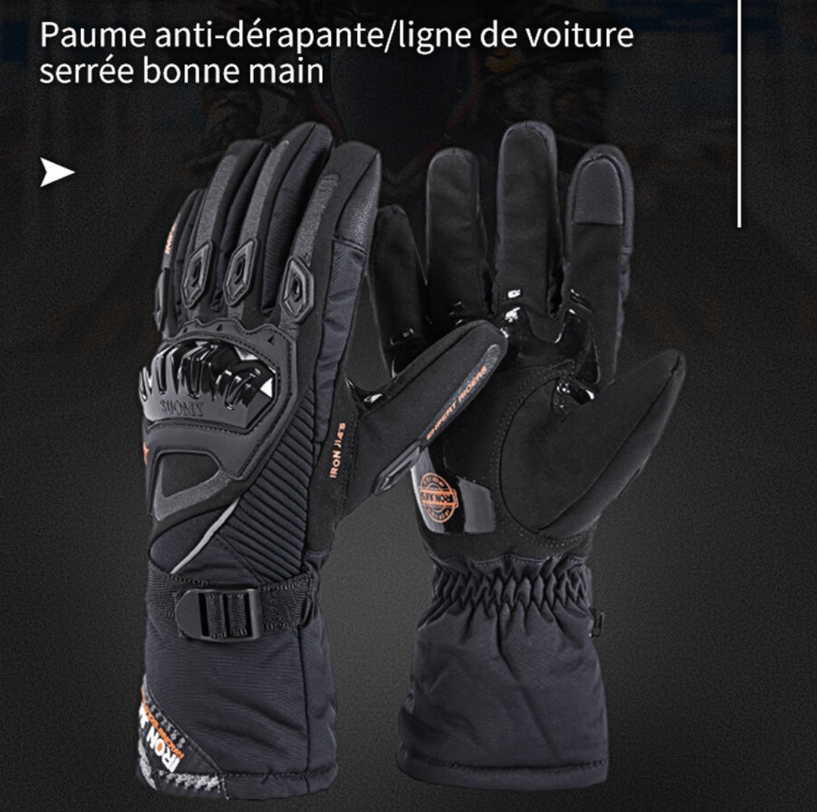 POWER GANTS : Gant moto chauffant homologue CE, tactile, imperméables et coupe-vent