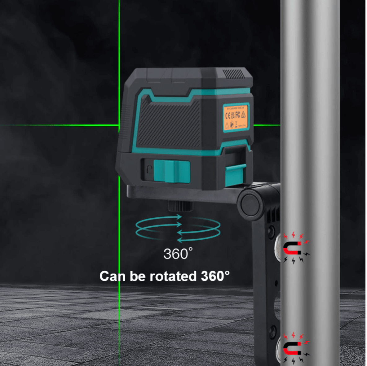 Niveau Laser vert/rouge à 2 lignes, projection horizontale et verticale à nivellement automatique, montage fileté de 1/4 pouces