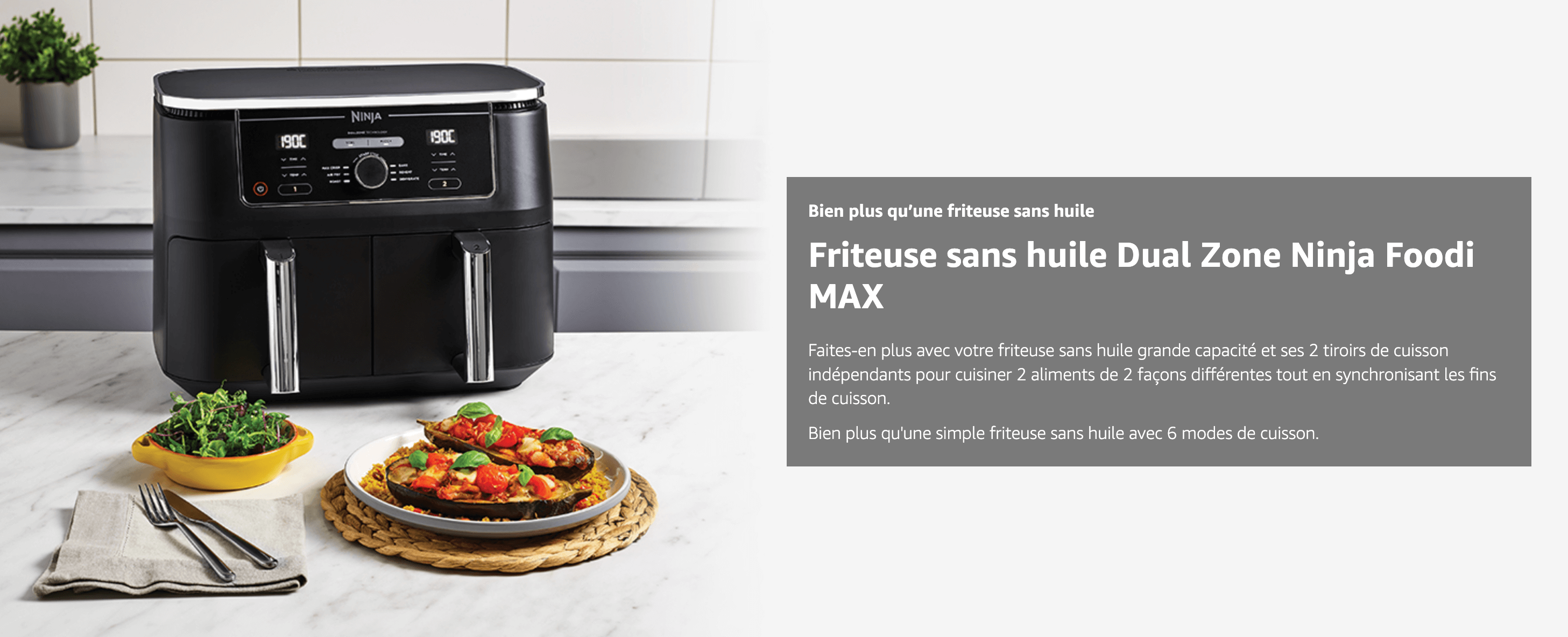 NINJA Foodi FlexDrawer Air Fryer, Dual Zone Avec Séparateur Amovible, Grand Tiroir de 10.4 L, 7-en-1, Double Zone, Pièces Antiadhésives Compatibles Au Lave-Vaisselle, Noir & Cuivre, AF500EUCP
