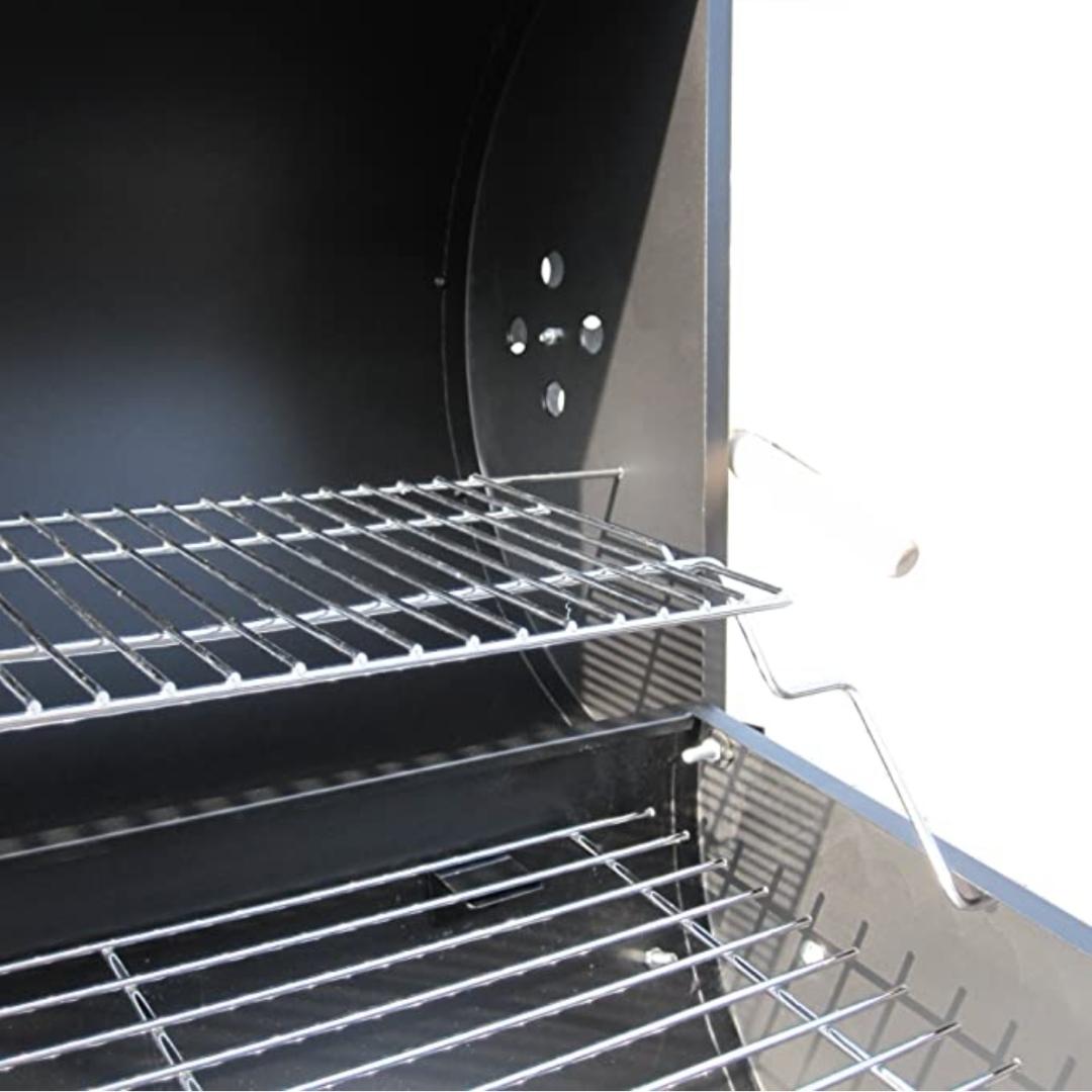 Barbecue Chariot - BBQ au charbon de bois à roulette avec couvercle / plateau de bois