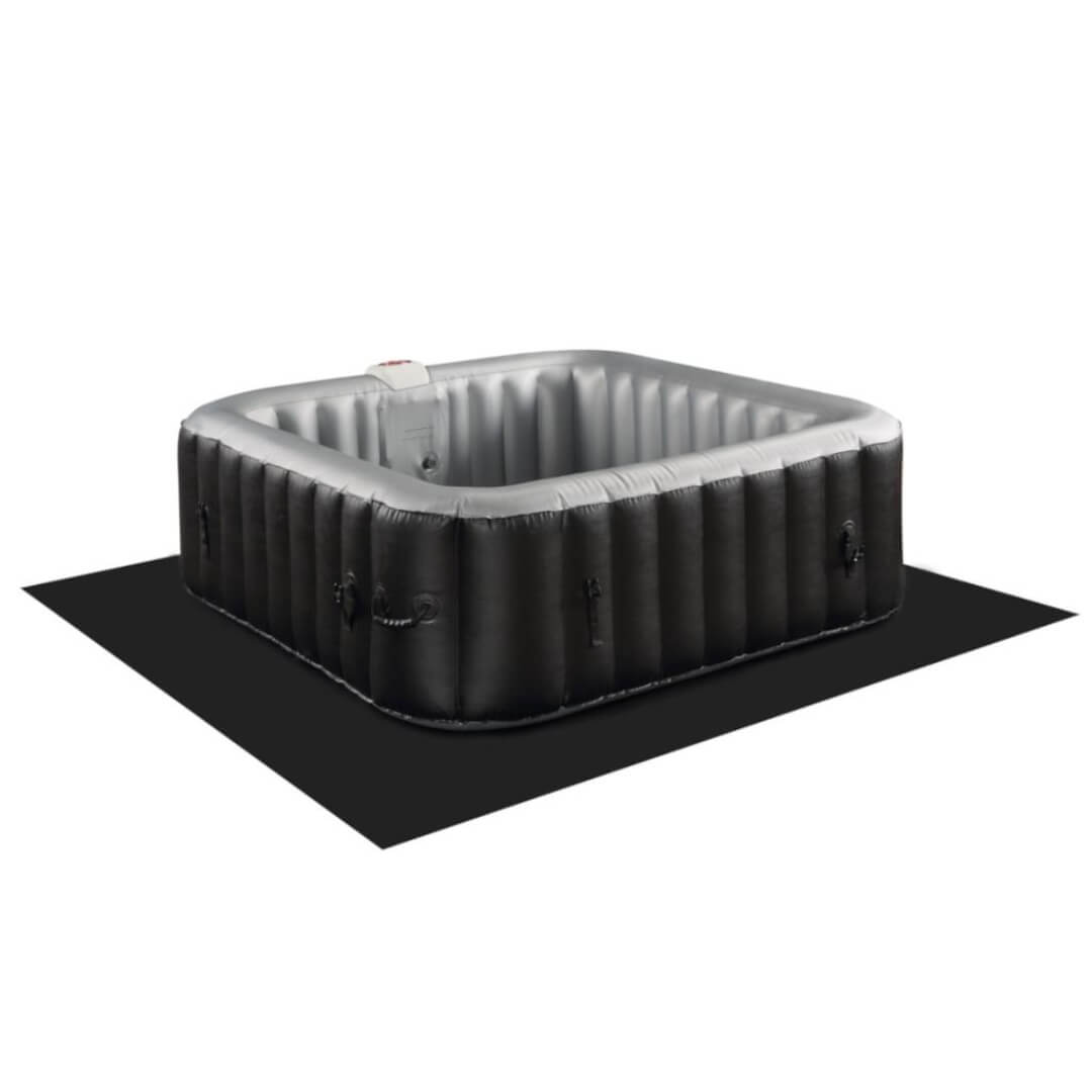 Spa gonflable carré 6 places B-COSY- Jacuzzi - L185 x P185 x H65 cm - 140 buses d'air - 910L - Noir et gris