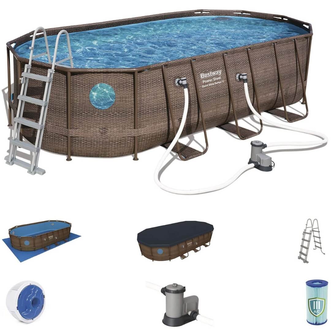 Piscine 549 x 274 x 122 cm marron - Bestway Realtree Bouée + Tous les accessoires