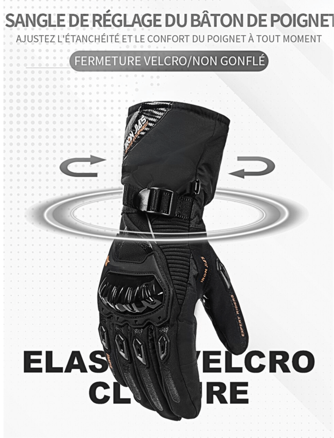 POWER GANTS : Gant moto chauffant homologue CE, tactile, imperméables et coupe-vent