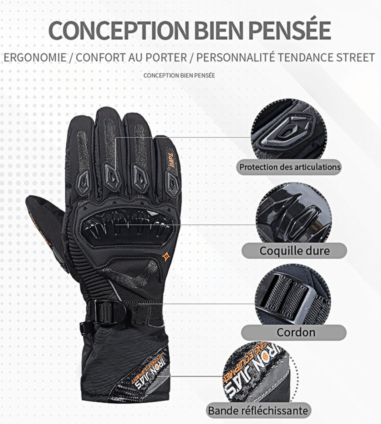 POWER GANTS : Gant moto chauffant homologue CE, tactile, imperméables et coupe-vent