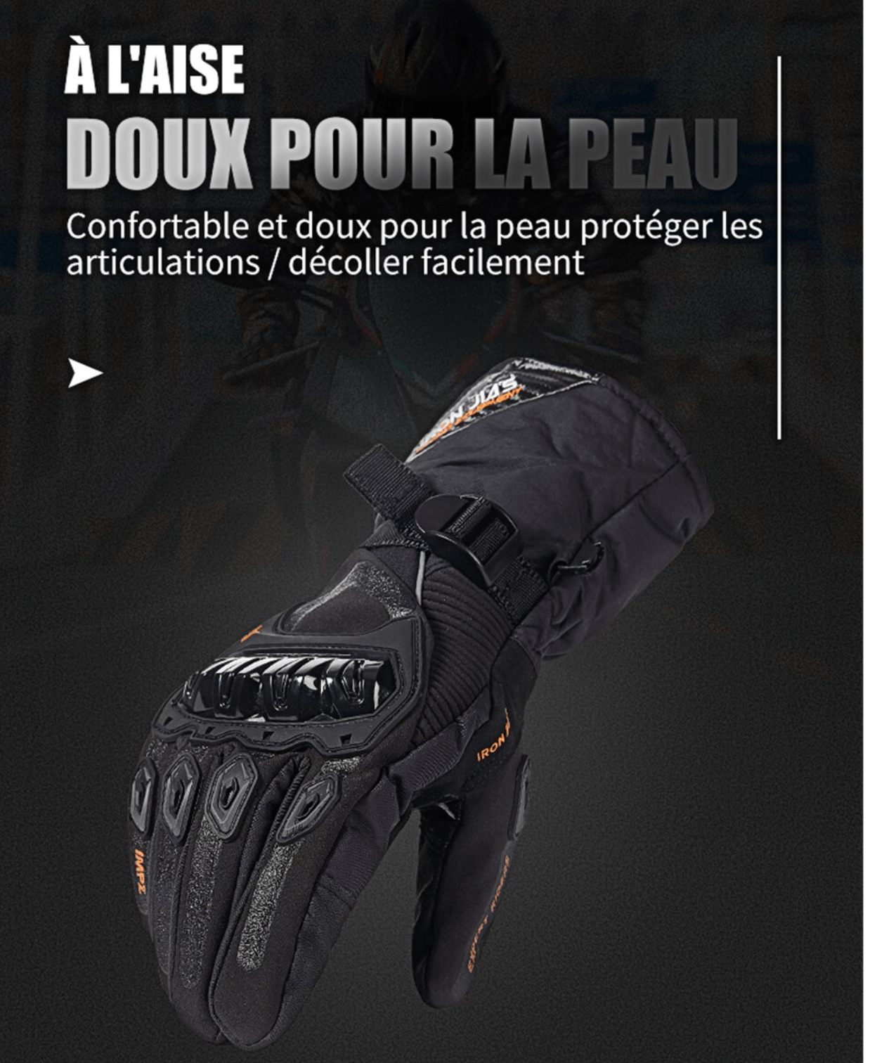POWER GANTS : Gant moto chauffant homologue CE, tactile, imperméables et coupe-vent