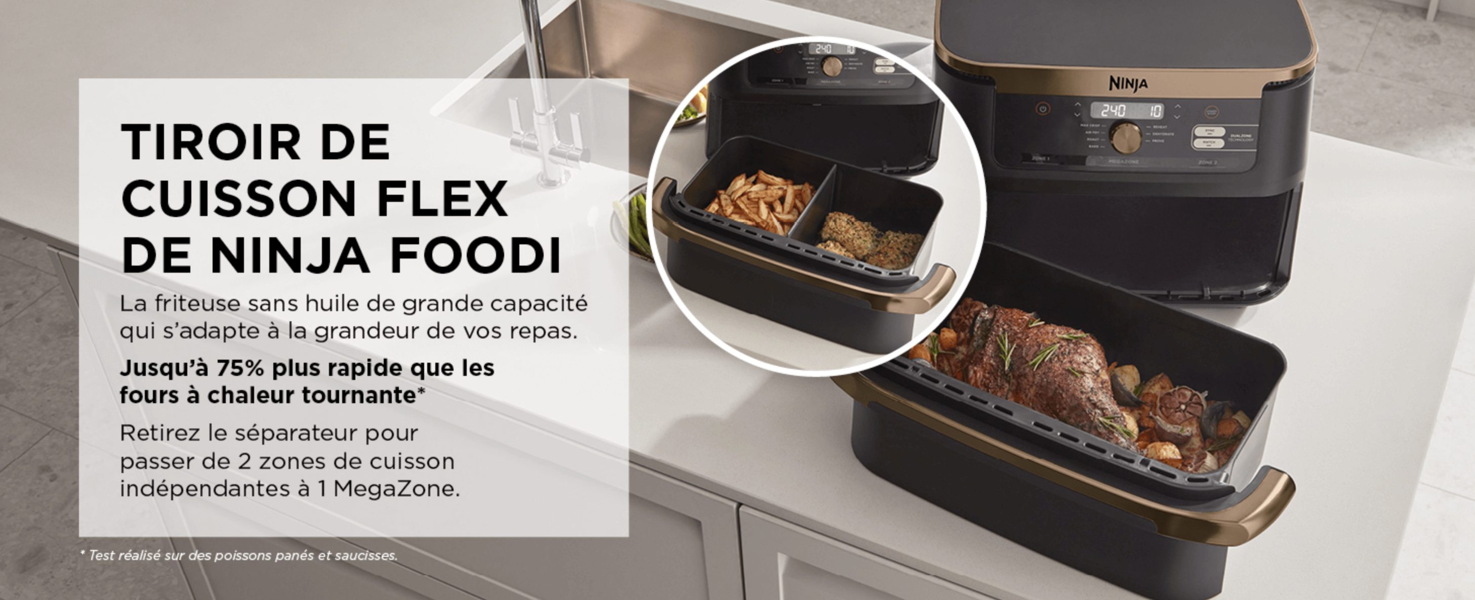 NINJA Foodi FlexDrawer Air Fryer, Dual Zone Avec Séparateur Amovible, Grand Tiroir de 10.4 L, 7-en-1, Double Zone, Pièces Antiadhésives Compatibles Au Lave-Vaisselle, Noir & Cuivre, AF500EUCP